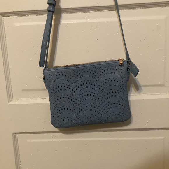 Blue Eyelet Crossbody Bag - Picture 2 of 16